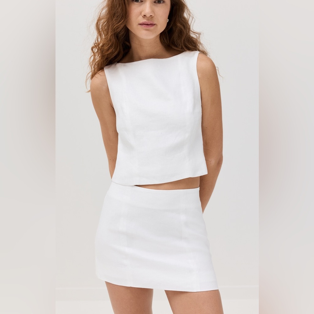 Reformation Grace Linen Two Piece Ivory - Size 0P